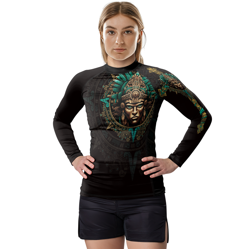 Rashninja Aztec Tribe Warrior Women's Long Sleeve Rash Guard