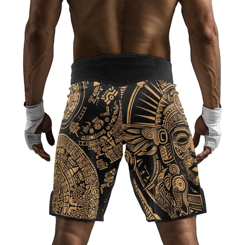 Rashninja Brown Aztec Tribe Headman Men's Fight Shorts