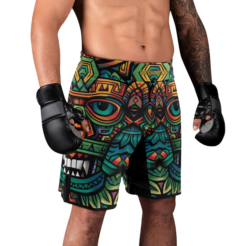 Rashninja Aztec Jaguar Spirit Men's Fight Shorts

