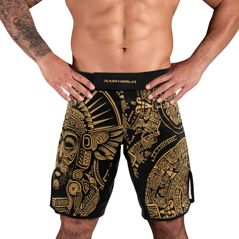 Rashninja Brown Aztec Tribe Headman Men's Fight Shorts