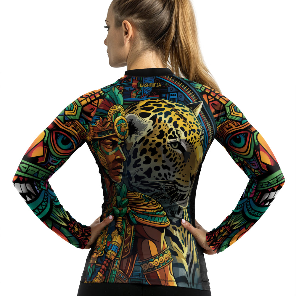 Rashninja Aztec Jaguar Spirit Women's Long Sleeve Rash Guard
