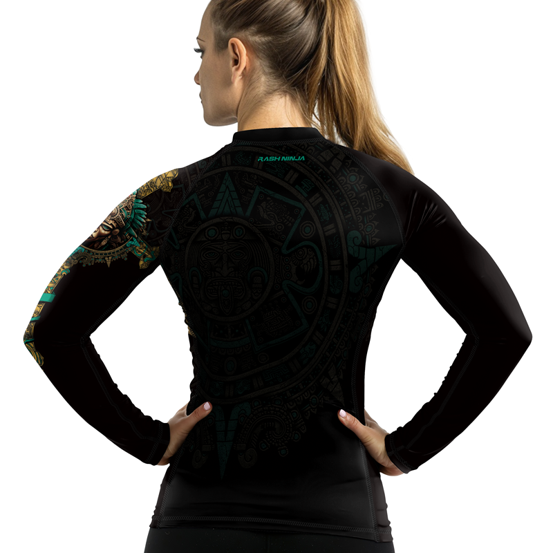 Rashninja Aztec Tribe Warrior Women's Long Sleeve Rash Guard