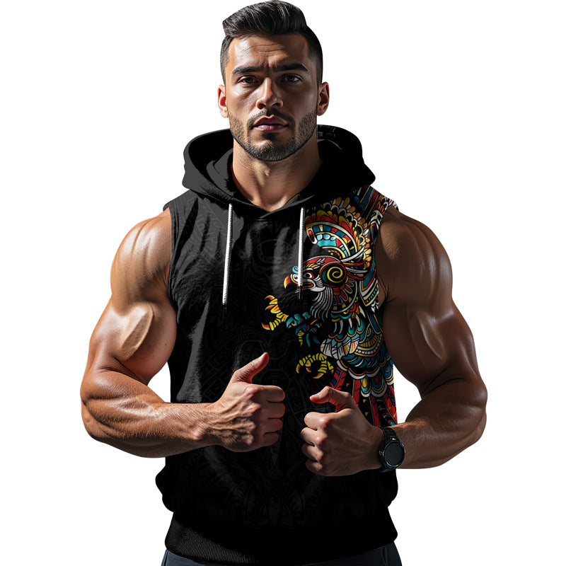 Rashninja Aztec Hunting Eagle Sleeveless Hoodie |MMA Sleeveless Hoodie