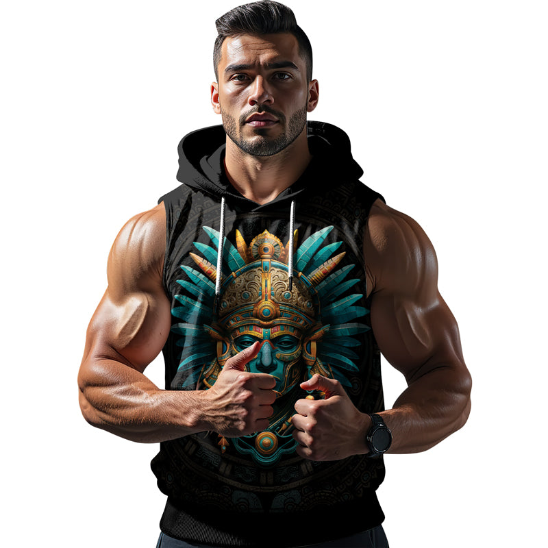 Rashninja Aztec Tribal Leader Sleeveless Hoodie |MMA Sleeveless Hoodie