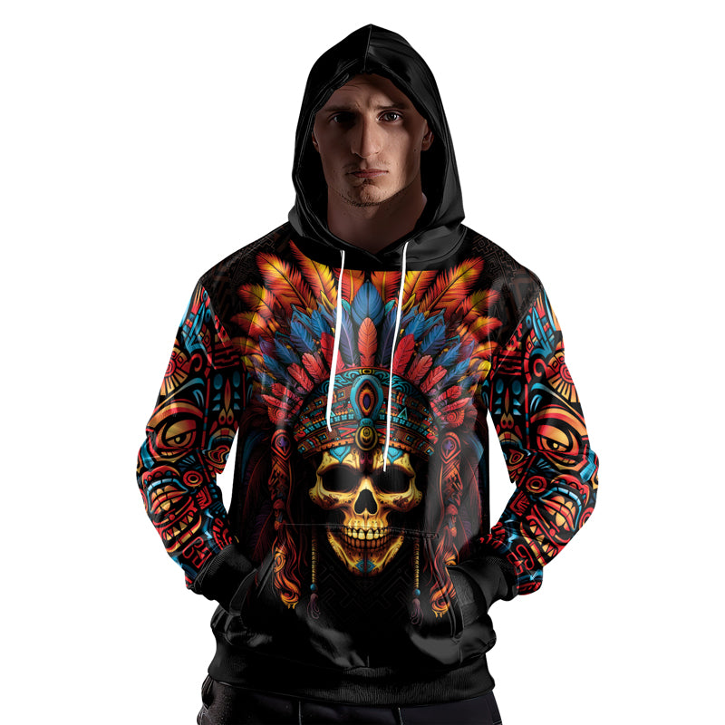 Rashninja Aztec Chieftain Skull AOP Hoodie