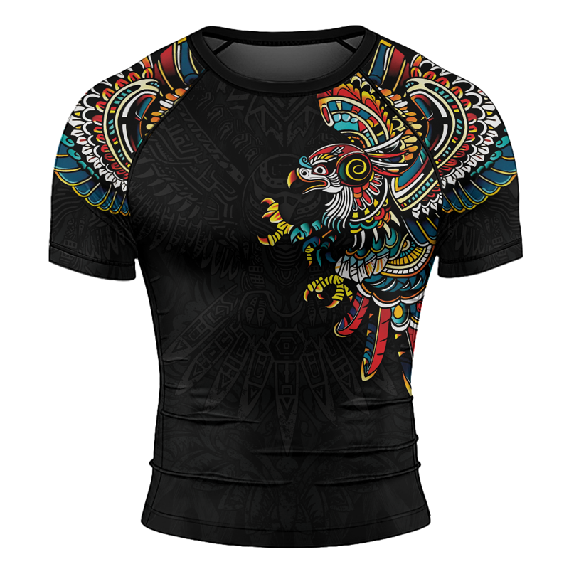 Rashninja Aztec Hunting Eagle Men's Short Sleeve Rash Guard|Rash Guard