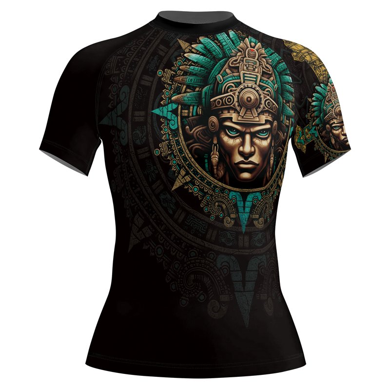 Rashninja Aztec Tribe Warrior Women's Short Sleeve Rash Guard