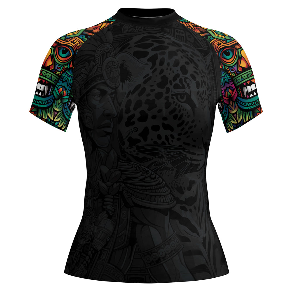 Rashninja Aztec Jaguar Spirit Women's Short Sleeve Rash Guard
