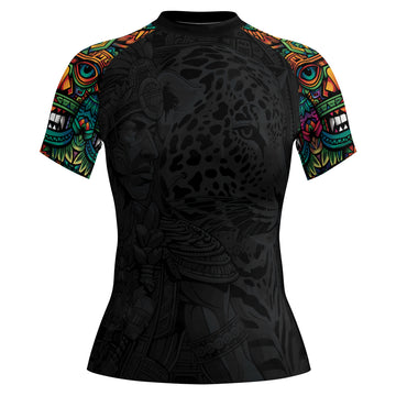 Rashninja Aztec Jaguar Spirit Women's Short Sleeve Rash Guard