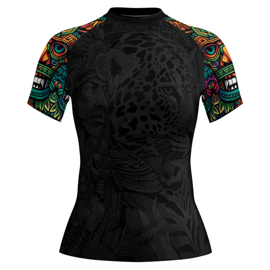 Rashninja Aztec Jaguar Spirit Women's Short Sleeve Rash Guard