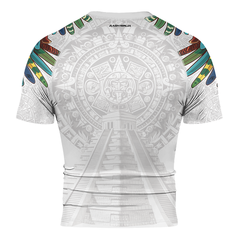 Rashninja White Aztec Hunting Eagle Men's Short Sleeve Rash Guard