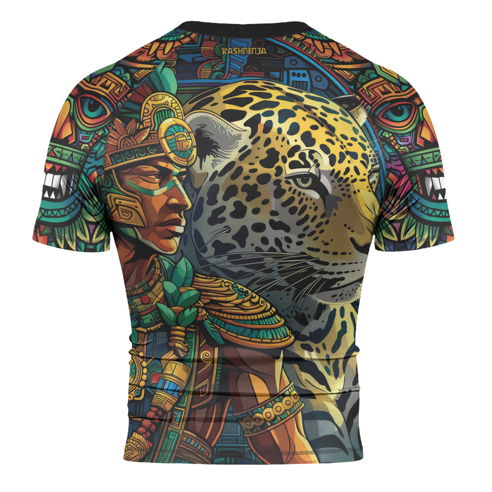 Rashninja Aztec Jaguar Spirit Men's Short Sleeve Rash Guard