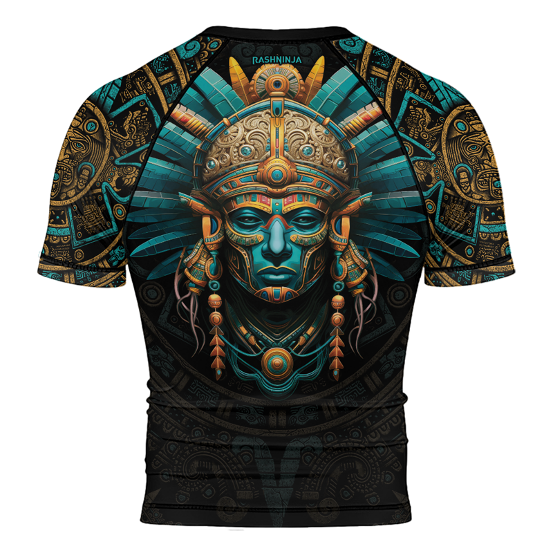 Rashninja Aztec Tribal Leader Men's Short Sleeve Rash Guard