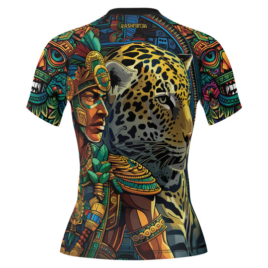 Rashninja Aztec Jaguar Spirit Women's Short Sleeve Rash Guard