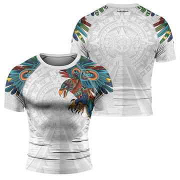 Rashninja White Aztec Hunting Eagle Men's Short Sleeve Rash Guard