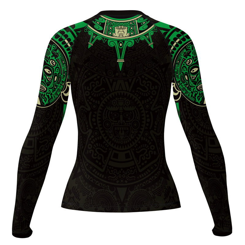 Rashninja Aztec Sun Symbol Women's Long Sleeve Rash Guard