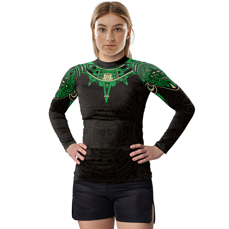 Rashninja Aztec Sun Symbol Women's Long Sleeve Rash Guard