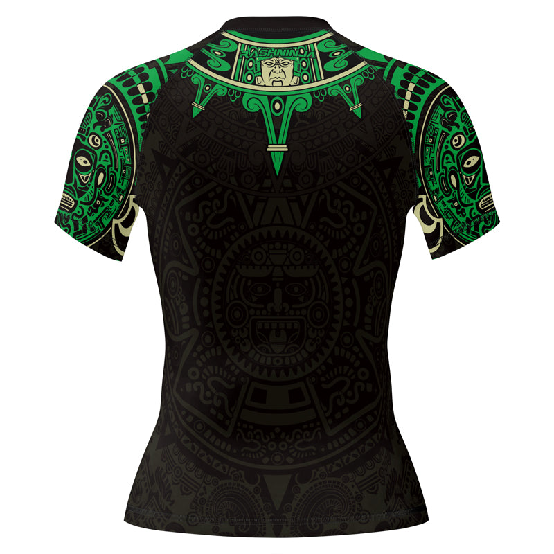 Rashninja Aztec Sun Symbol Women's Short Sleeve Rash Guard