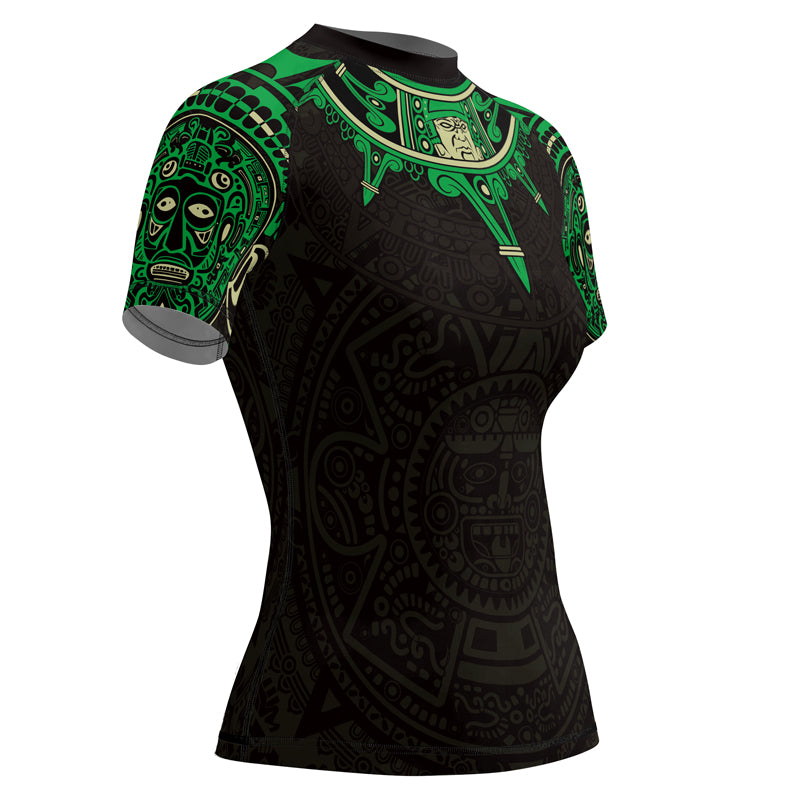 Rashninja Aztec Sun Symbol Women's Short Sleeve Rash Guard