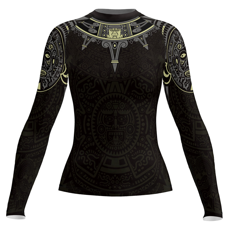 Rashninja Aztec Sun Symbol Women's Long Sleeve Rash Guard