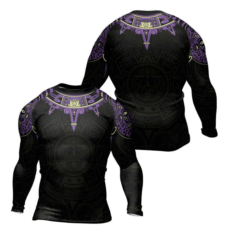 Rashninja Aztec Sun Symbol Men's Long Sleeve Rash Guard | Fightwear