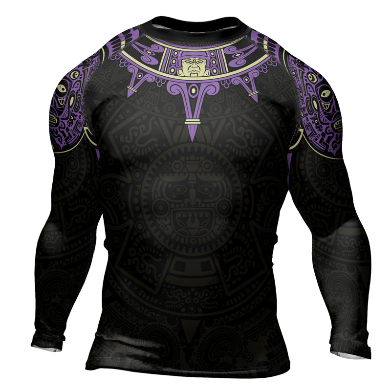 Rashninja Aztec Sun Symbol Men's Long Sleeve Rash Guard | Fightwear