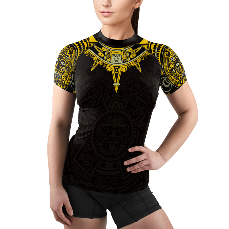 Rashninja Aztec Sun Symbol Women's Short Sleeve Rash Guard