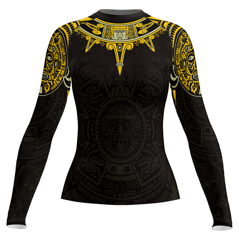 Rashninja Aztec Sun Symbol Women's Long Sleeve Rash Guard