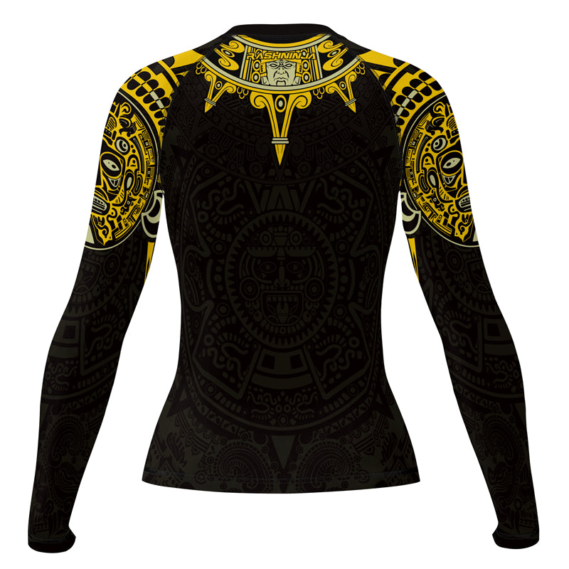 Rashninja Aztec Sun Symbol Women's Long Sleeve Rash Guard