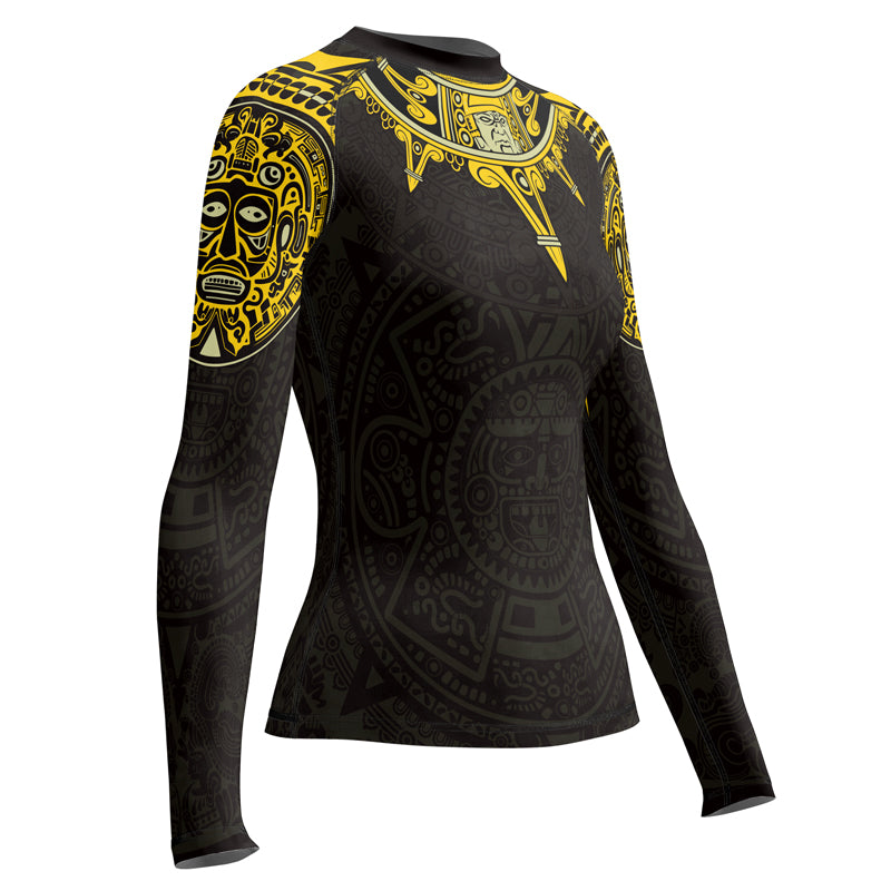 Rashninja Aztec Sun Symbol Women's Long Sleeve Rash Guard