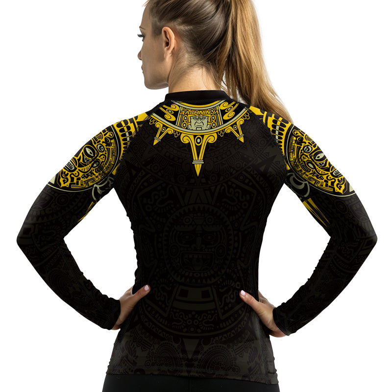 Rashninja Aztec Sun Symbol Women's Long Sleeve Rash Guard