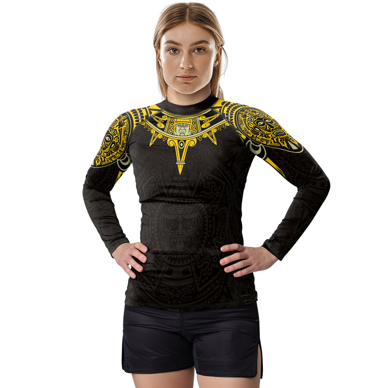 Rashninja Aztec Sun Symbol Women's Long Sleeve Rash Guard