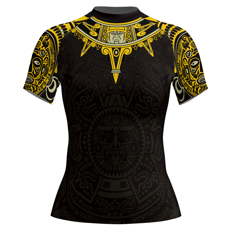 Rashninja Aztec Sun Symbol Women's Short Sleeve Rash Guard