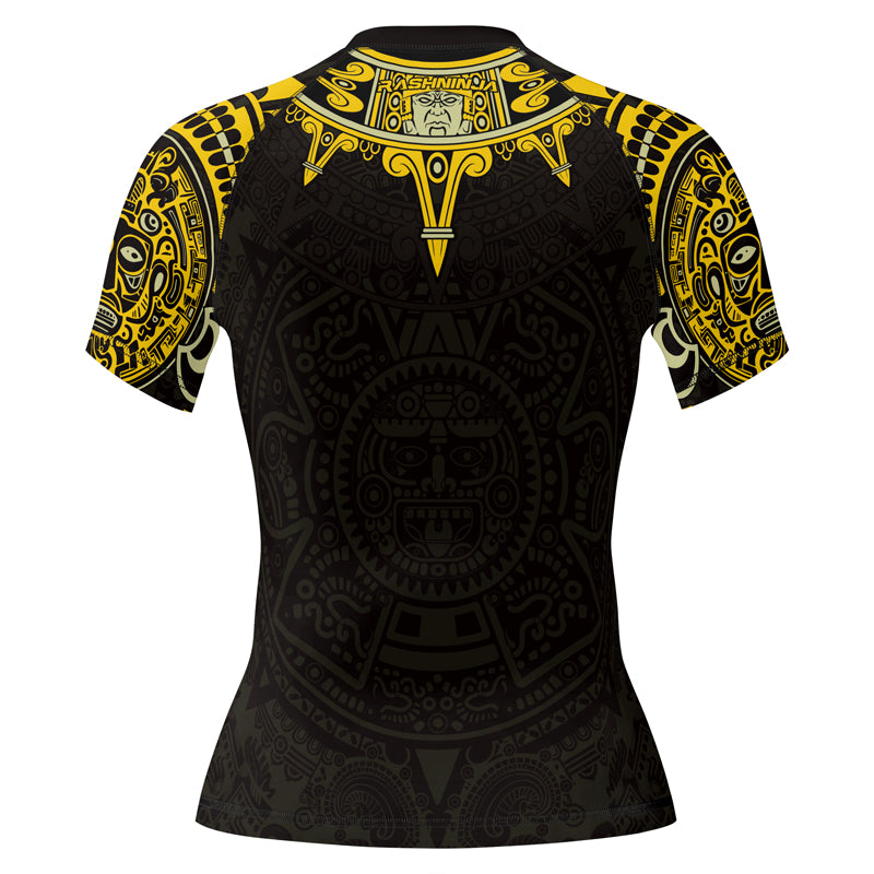 Rashninja Aztec Sun Symbol Women's Short Sleeve Rash Guard