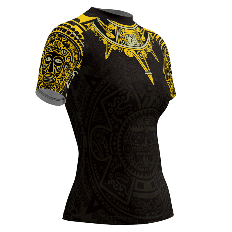 Rashninja Aztec Sun Symbol Women's Short Sleeve Rash Guard