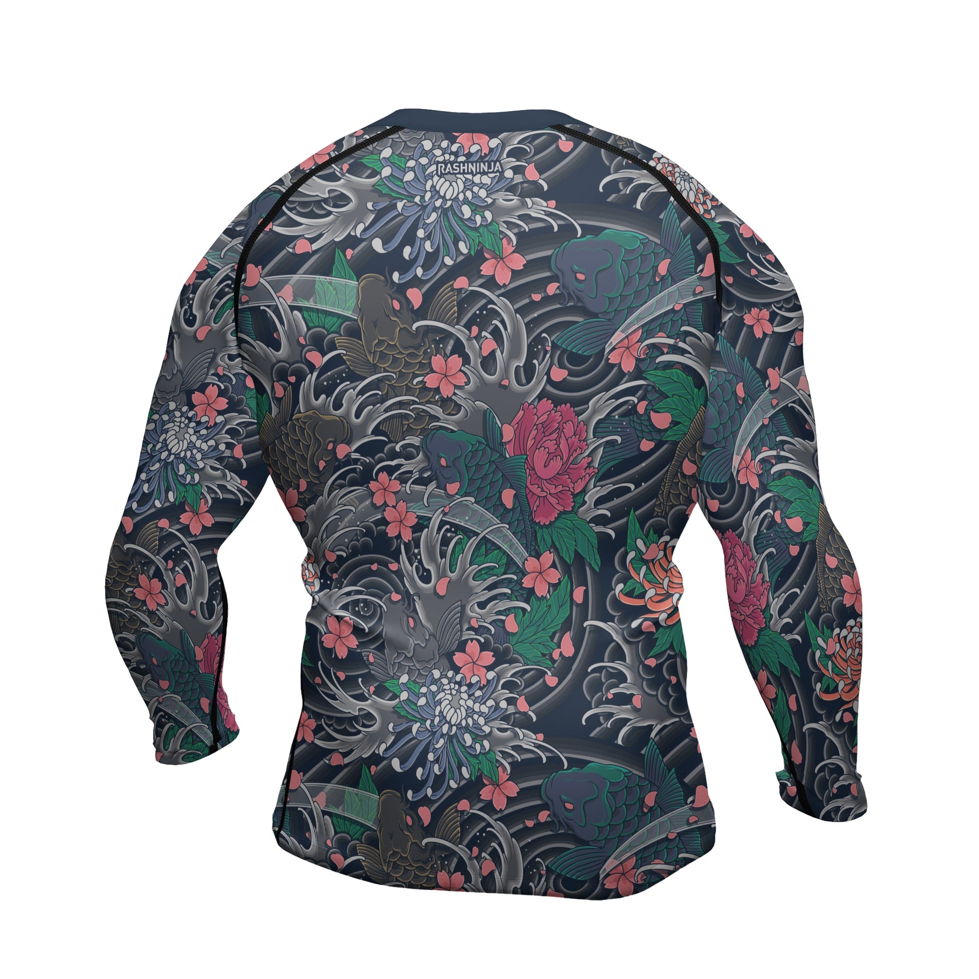 Rashninja Koi Blossom Waves Men's Long Sleeve Rash Guard