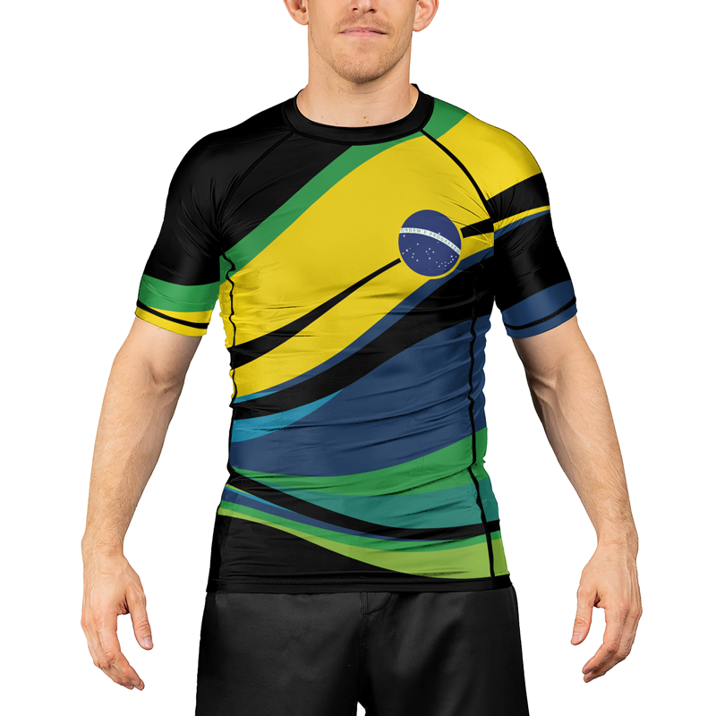 Rashninja Flag of Brazilian Warriors Men's Short Sleeve Rash Guard