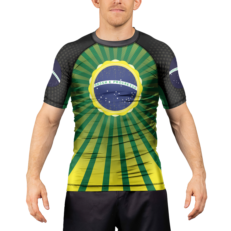 Rashninja Flag of Champions Brazilian Men's Short Sleeve Rash Guard