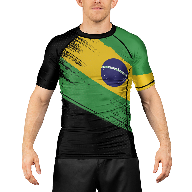 Rashninja Brazilian Champions' Flag Men's Short Sleeve Rash Guard