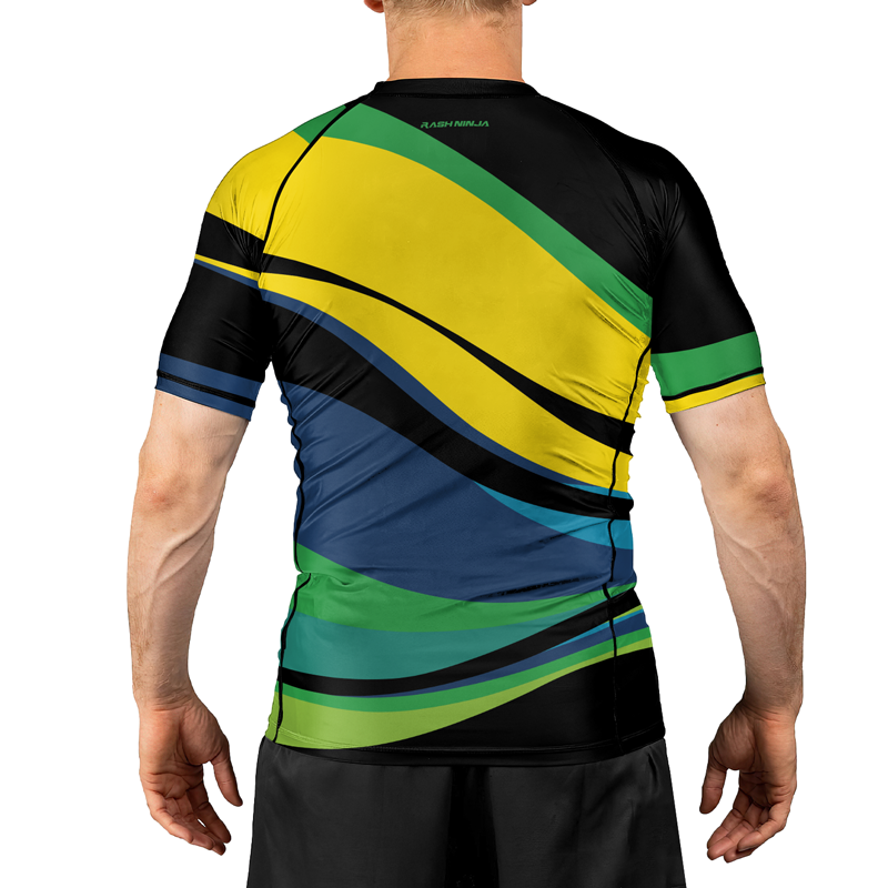 Rashninja Flag of Brazilian Warriors Men's Short Sleeve Rash Guard