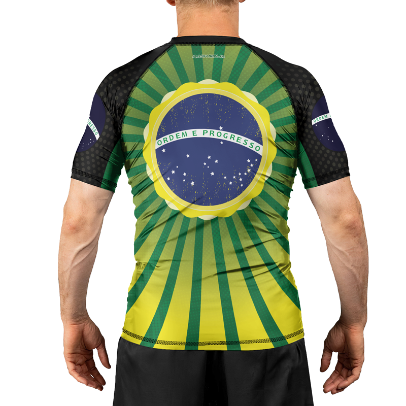 Rashninja Flag of Champions Brazilian Men's Short Sleeve Rash Guard