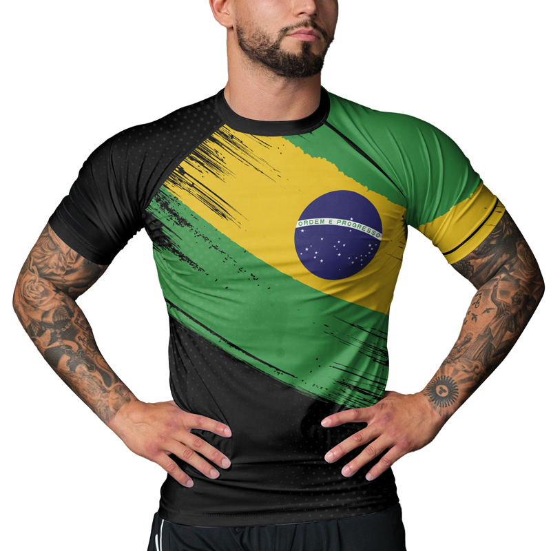 Rashninja Brazilian Champions' Flag Men's Short Sleeve Rash Guard