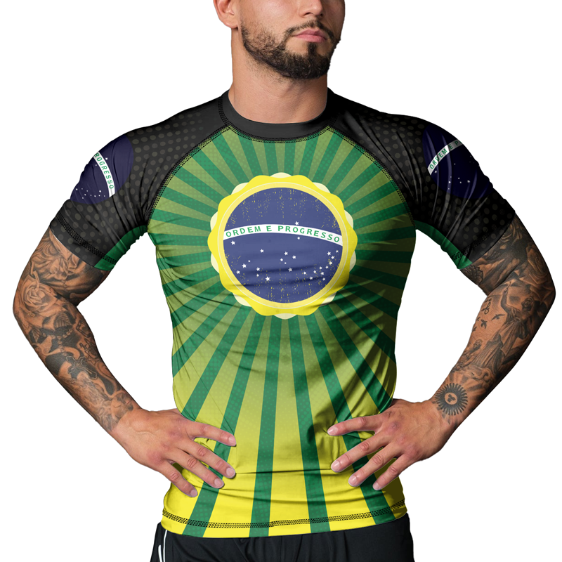 Rashninja Flag of Champions Brazilian Men's Short Sleeve Rash Guard