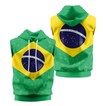 Rashninja Warrior Brazil Flag Sleeveless Hoodie |MMA Sleeveless Hoodie