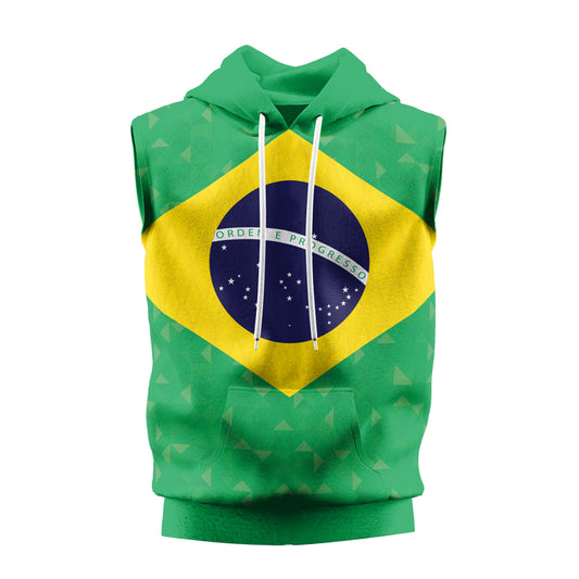 Rashninja Warrior Brazil Flag Sleeveless Hoodie |MMA Sleeveless Hoodie