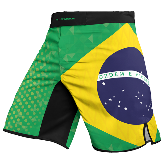 Rashninja Warrior Brazil Flag Men's Fight Shorts