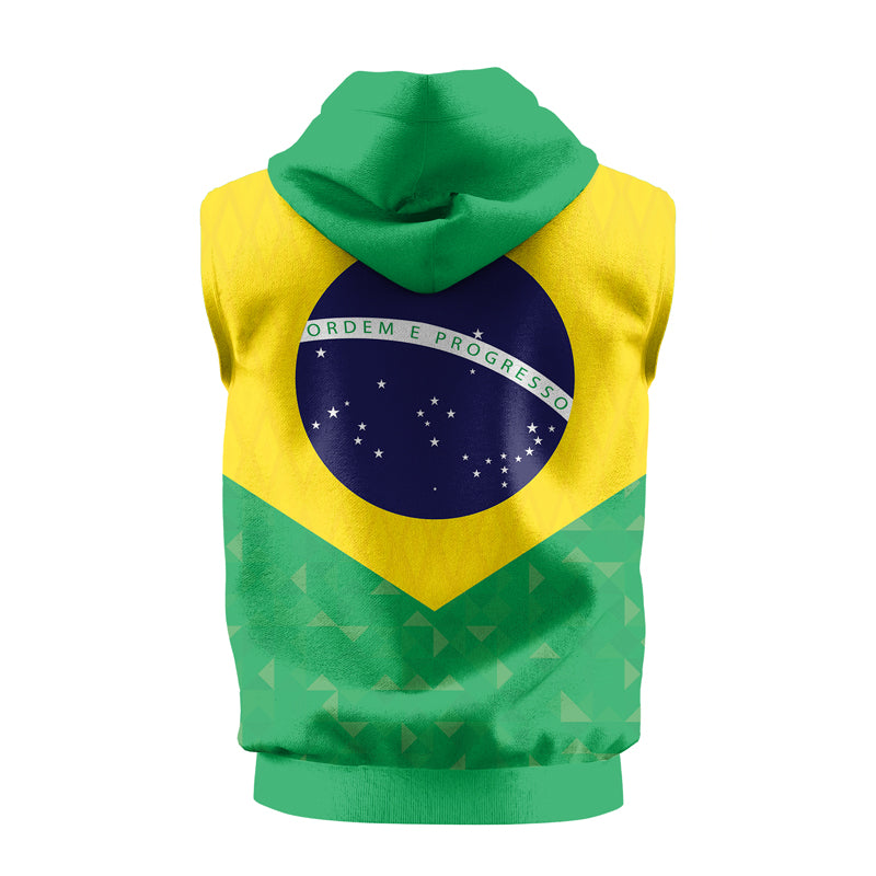 Rashninja Warrior Brazil Flag Sleeveless Hoodie |MMA Sleeveless Hoodie