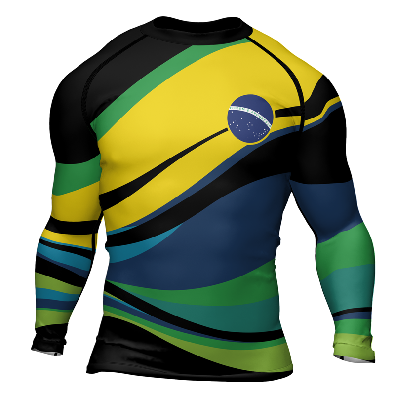 Rashninja Flag of Brazilian Warriors Men's Long Sleeve Rash Guard