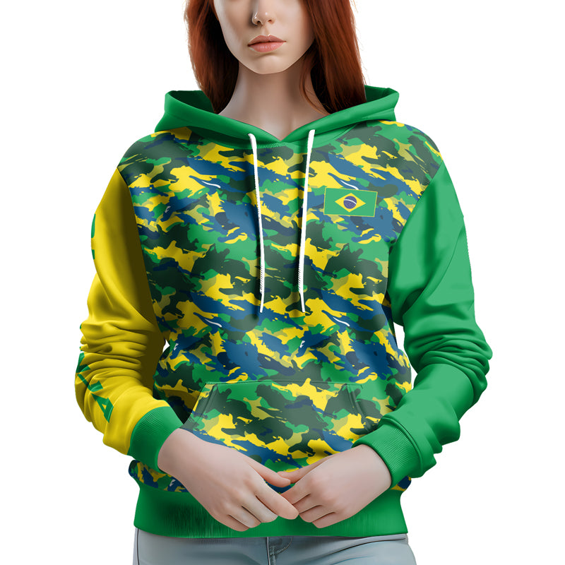 Rashninja Brazilian Camouflage AOP Hoodie | Brazilian Flag Hoodie