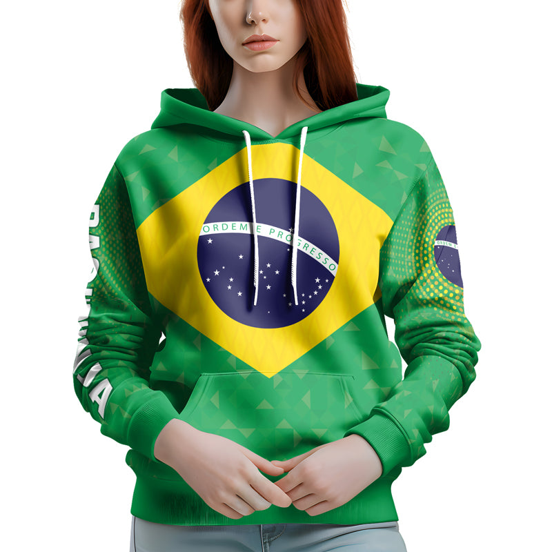 Rashninja Warrior Brazil Flag AOP Hoodie | Brazilian Flag Hoodie